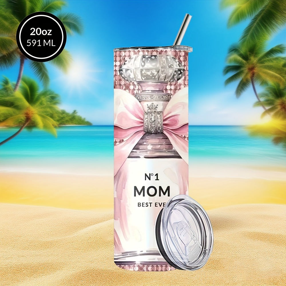 Insulated Tumbler 20oz Mom's Best Ever Design | 304 Stainless Steel Travel Cup with Lid & Straw for Hot & Cold Drinks ¨C Cute Gift for Mom, Women, Birthday, Mother's Day & Christmas