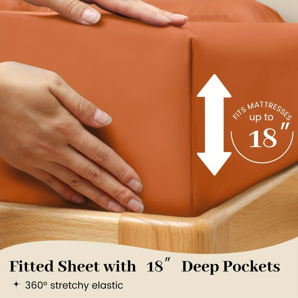 California King Sheet Set 6-Piece Breathable Cooling Bed Sheets Ultra-Soft Hotel Luxury Microfiber 18 Inch Deep Pocket Wrinkle Fade Resistant Flat Sheet Fitted Sheet 4 Pillowcases Multiple Colors