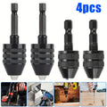 Keyless Drill Chuck Adapter 4PCS 1/4 Inch Hex Shank Quick Change 0.3-6.5mm 0.3-3.6mm Collet Screwdriver Impact Driver Converter for Drill Bits Electric Screwdriver
