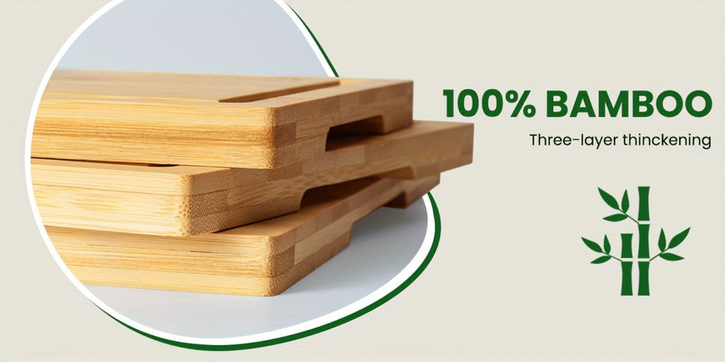 Bamboo Cutting Board Set 4pcs with Rack Juice Groove Knife Friendly Oversized Kitchen Chopping Boards for Meat Vegetables Fruit Multifunctional Gift for Family
