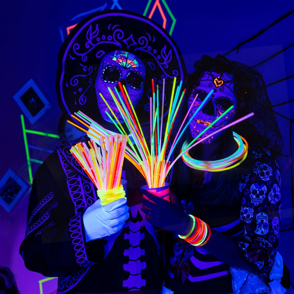 Glow Sticks Bulk 300 Pack 8 Inch Glow in the Dark Party Favors with Bracelet Connectors 7 Colors 6-Hour Glow for Halloween Christmas New Year Easter Birthday Pool Party Neon Party Supplies
