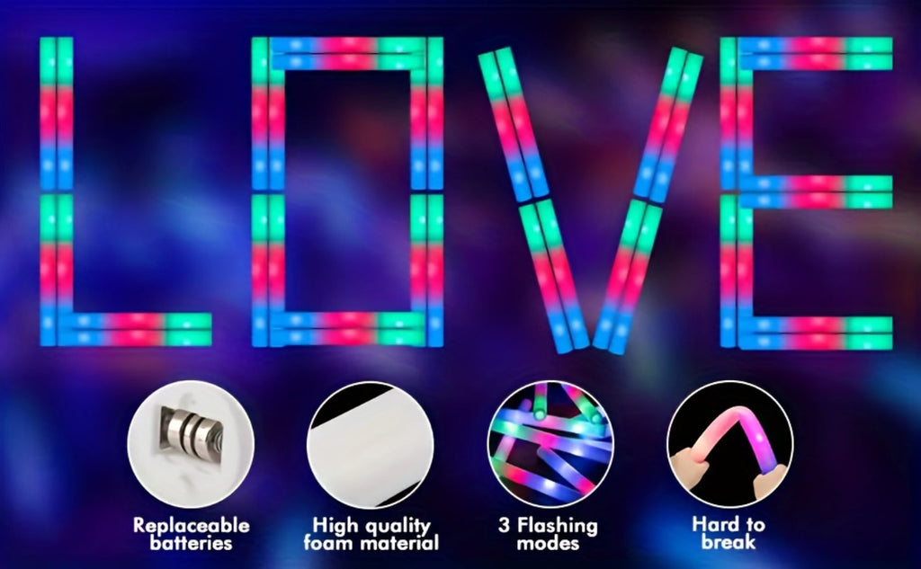 LED Glow Sticks for Party Decorations, Multi-Color Flashing Foam Sticks for Christmas, Weddings, Birthday, Festival, New Year & Halloween Parties (30/67/100/200PCS)