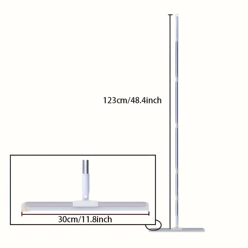 Silicone Squeegee Broom with Detachable Rotatable Head Long Stainless Steel Handle Floor to Ceiling Cleaning for Glass Tile Hardwood Carpet Shower Window