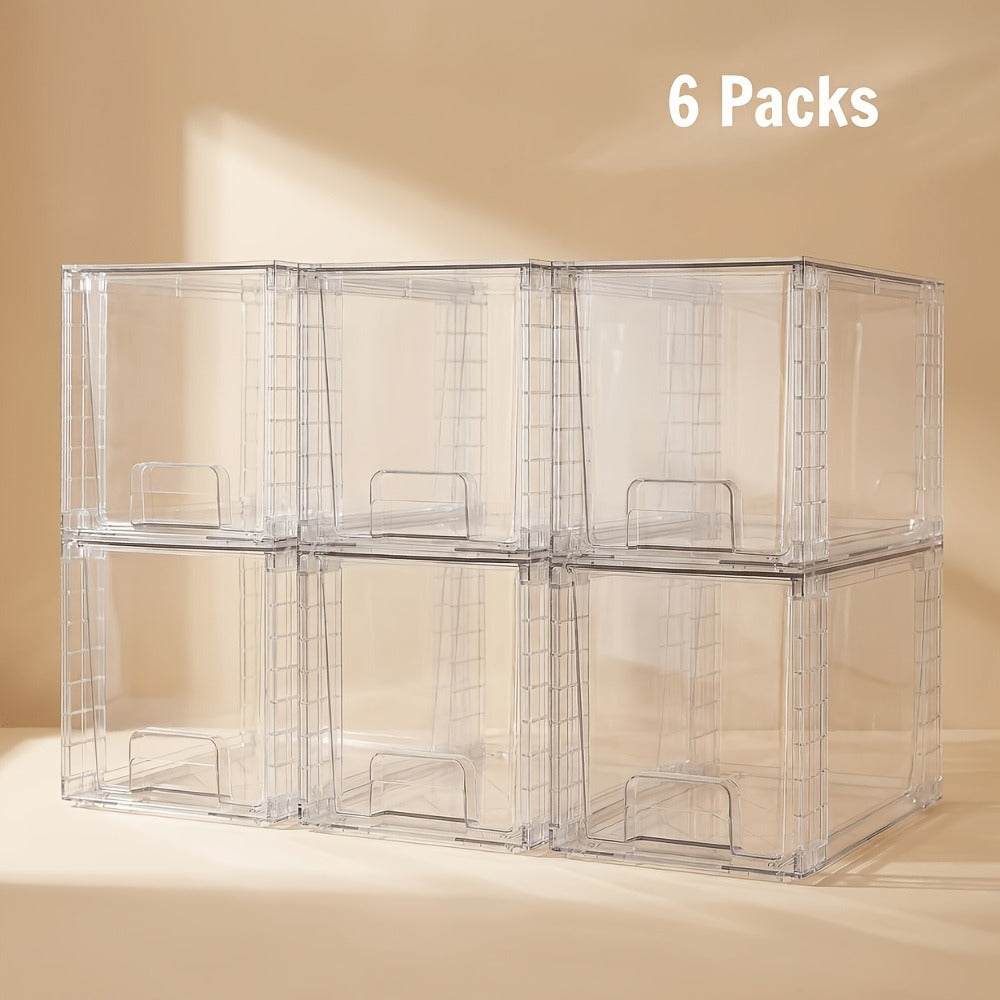 Clear Acrylic Food Storage Bins with Lids Stackable - Kitchen Pantry Organizer Boxes Cabinet Drawers for Dry Food Snacks Cereal, 12x7.5x7in, 2/4/6/8 Pack