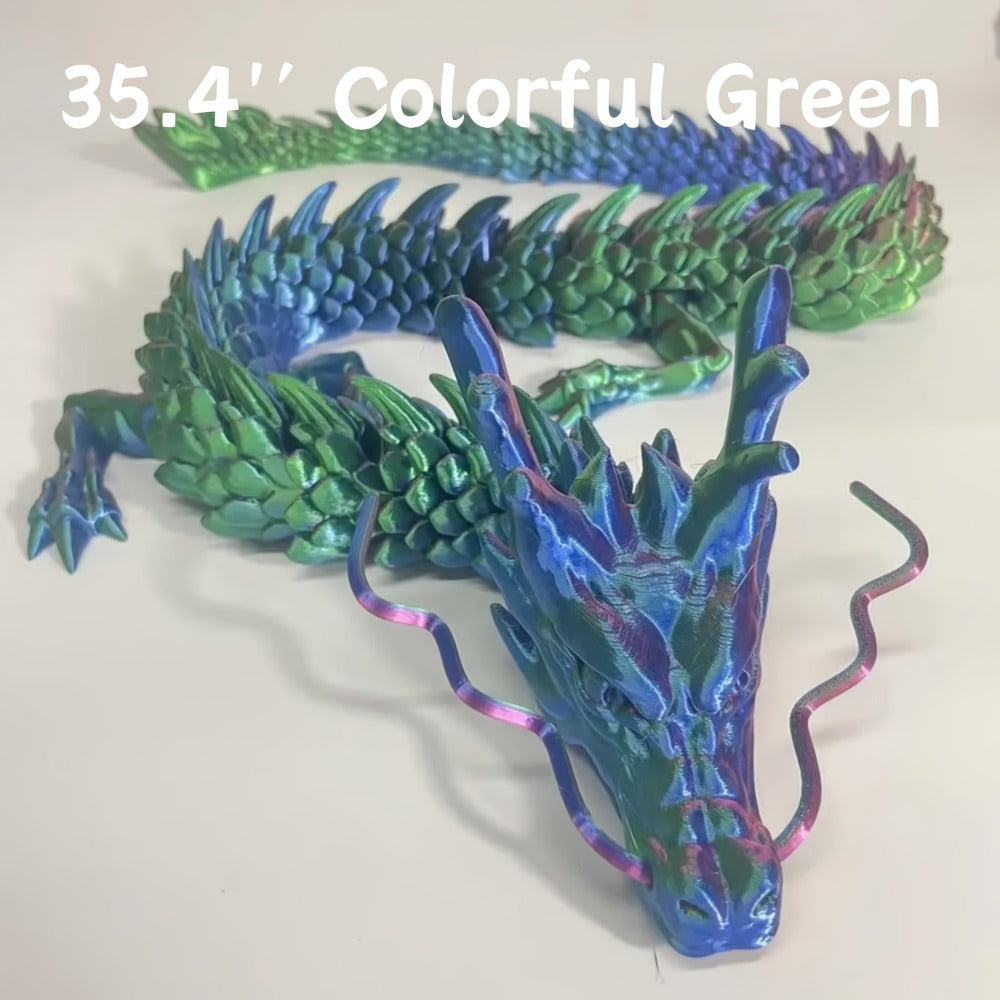 3D Printed Articulated Dragon Figurine 35.4¡± Giant Poseable Chinese Dragon Collectible Sculpture | Flexible Joints Fantasy Desk Decor for Home Office Car | Unique Gift for Dragon Collectors Mom Dad