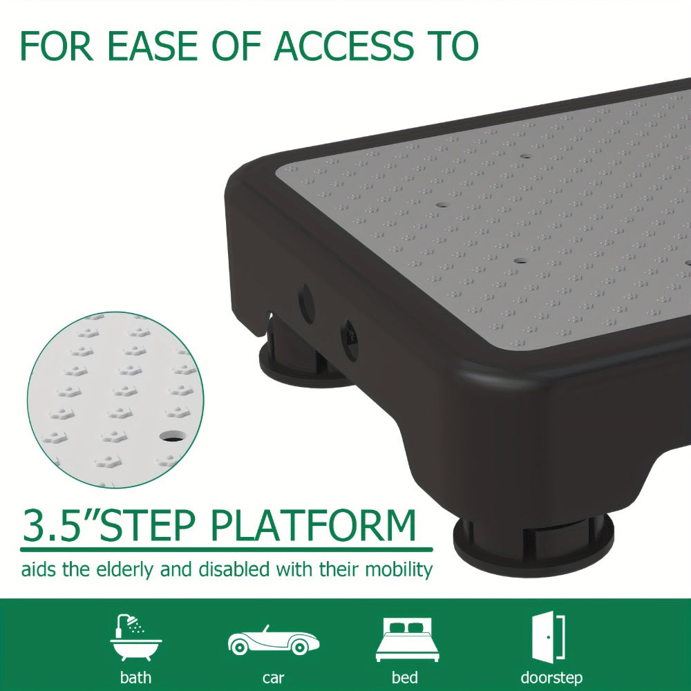 Non-Slip Step Stool Heavy Duty 550LBS Capacity Portable One Step Platform for Elderly Adults - Anti-Slip Rubber Mat Height Adjustable Indoor Outdoor Use Bed Car Door Bathroom Stair
