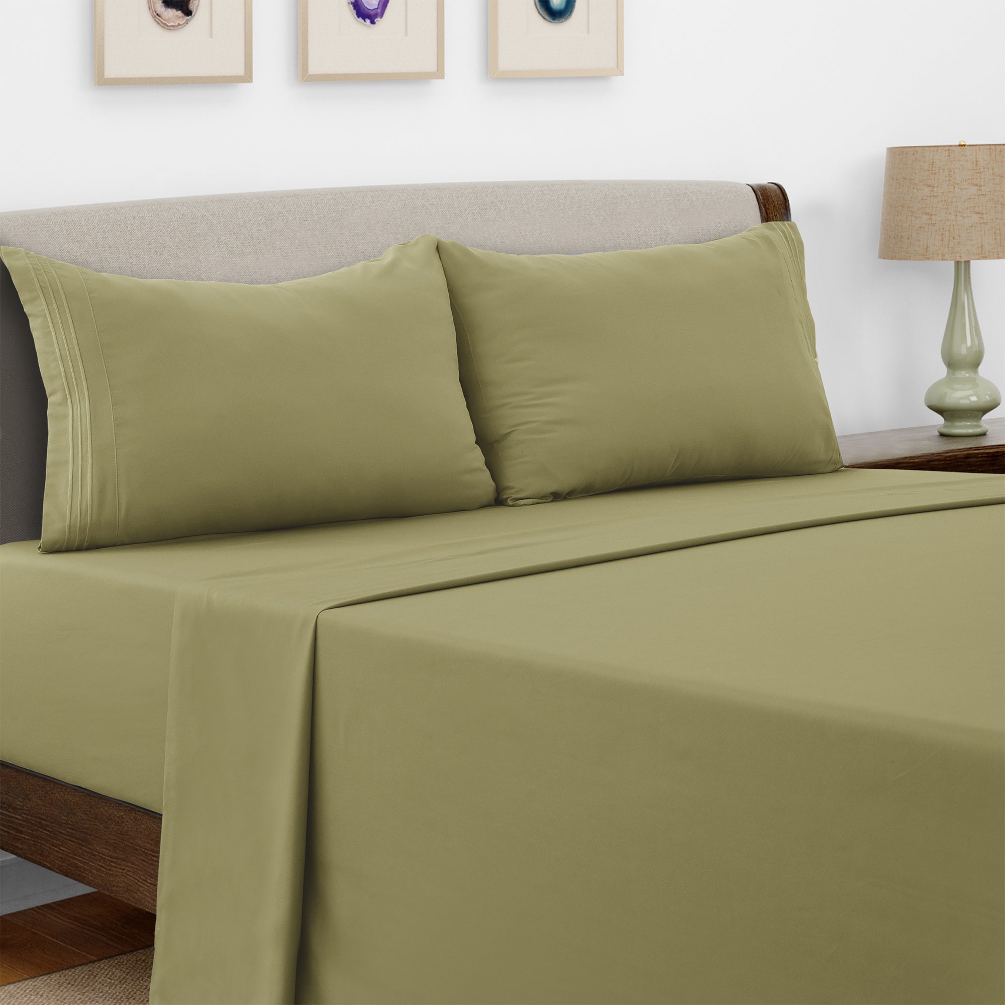 Microfiber Bed Sheet Set 4 Piece - Soft Breathable Deep Pocket 16 inch Fitted Sheet, Flat Sheet & Pillowcases, Wrinkle Fade Resistant Bedding for All Seasons Twin Twin XL Full Queen King Cal King, 24 Colors