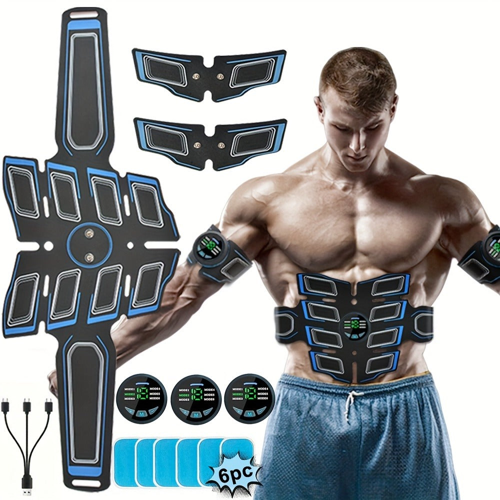 EMS Abs Stimulator Waist Belt Portable Abdominal Muscle Toner Electric Trainer Adjustable Modes Intensity for Abdomen Arms Legs Home Gym Fitness Equipment Gift
