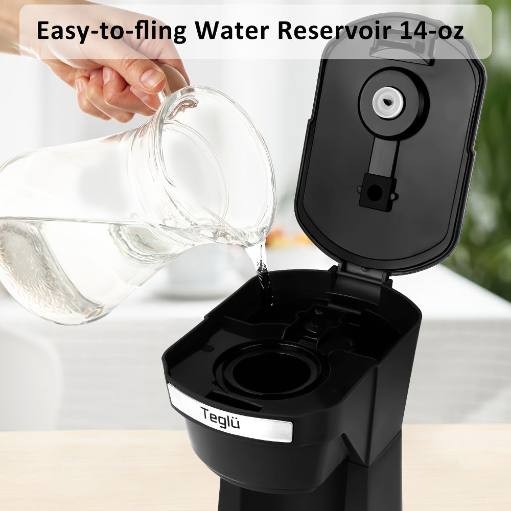 Single Serve Coffee Maker 2-in-1 for K-Cup Pods and Ground Coffee One-Button Operation 6-14oz Brew Sizes Auto Shut-Off Stainless Steel Drip Coffee Machine Blue Black Red Grey