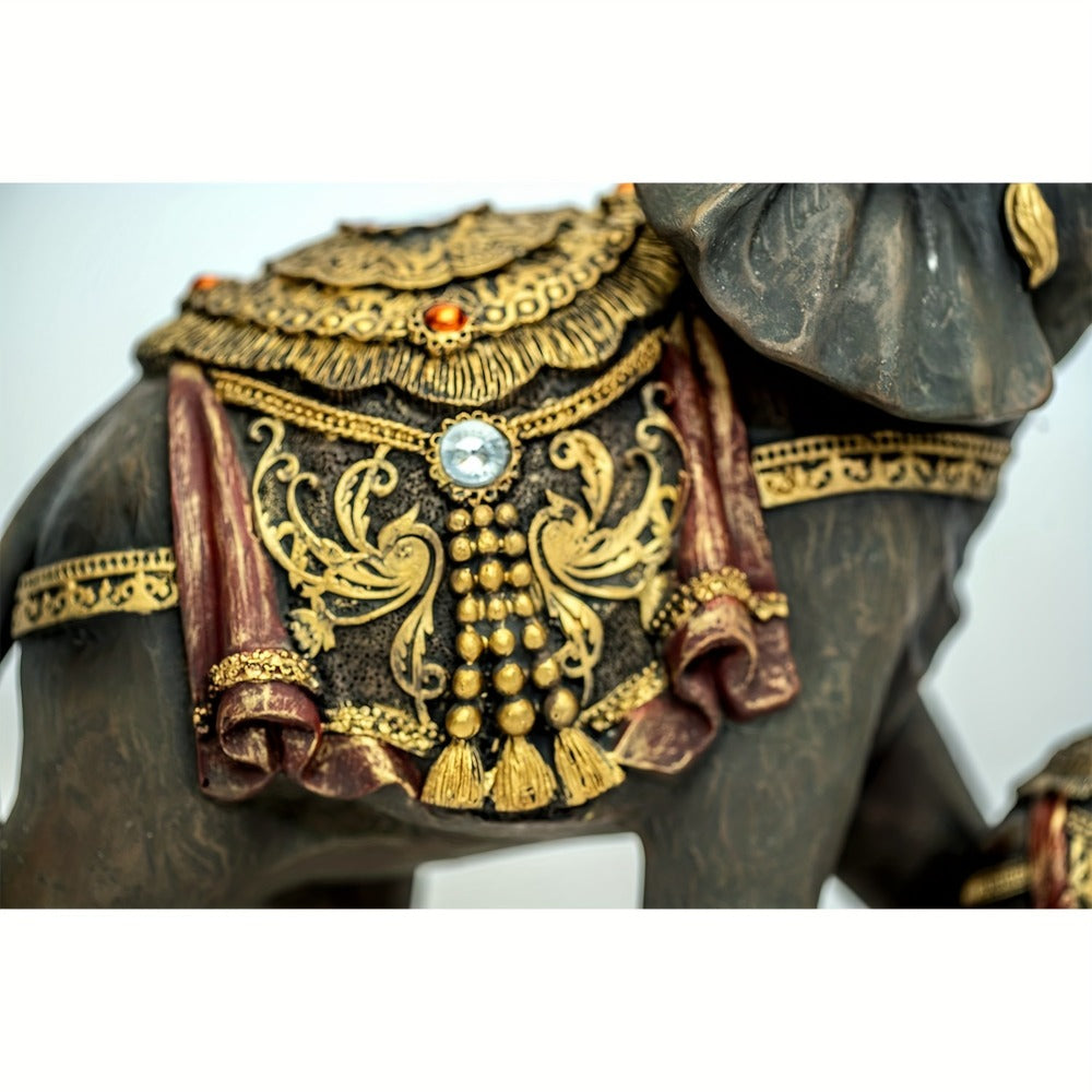Elephant Statue Figurine for Home Decor ¨C Mama & Baby Elephant Trunk Up Lucky Sculpture 12 Inch Polyresin Good Luck Ornament for Living Room Office Desk Bedroom Housewarming Birthday Christmas Gift for Women