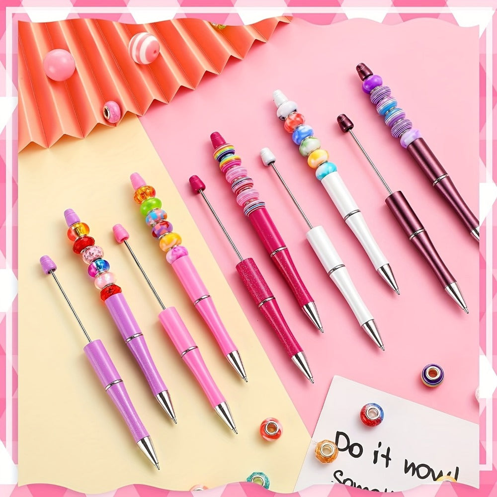 Beadable Pens Bulk 40/60pcs, DIY Bead Ballpoint Pens with Black Ink Shaft, Assorted Random Colors for DIY Crafts, School Office Teachers Bridal Shower Graduation Gifts