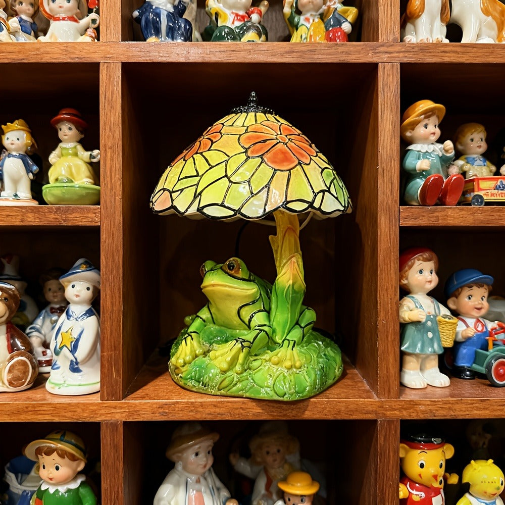 3D Frog Table Lamp Floral Painted Flower Night Light Warm Ambiance Home Decor Bedside Office Desk Study Decor Wedding Birthday Holiday Gift Cute Room Decor