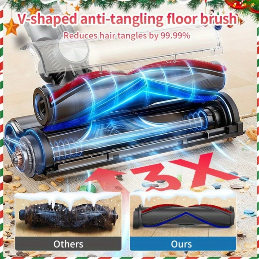 Cordless Vacuum Cleaner with Green Light Indicator, Brushless Motor Rechargeable Handheld Stick Vacuum for Home Car Carpet Pet Hair Hardwood Floor, 2L Dust Cup 45-Min Runtime Multi-Filter Portable Design