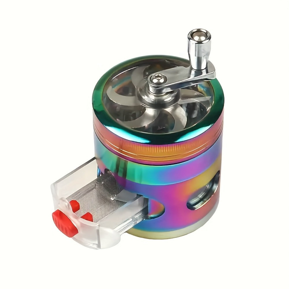Spice Grinder 4-Layer Hand Crank Metal Herb Grinder ¨C Colorful Rainbow Multifunctional Spice Crusher for Kitchen, Manual Spice Mill, Kitchen Gadget Gift