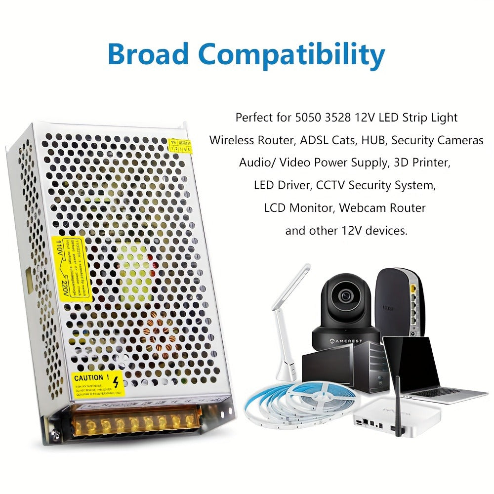 12V 20A 240W Switching Power Supply AC to DC Converter 110V 240V Input Regulated Adapter for LED Strip Lights 3D Printer CCTV Camera Ham Radio Audio Amplifier LCD Monitor
