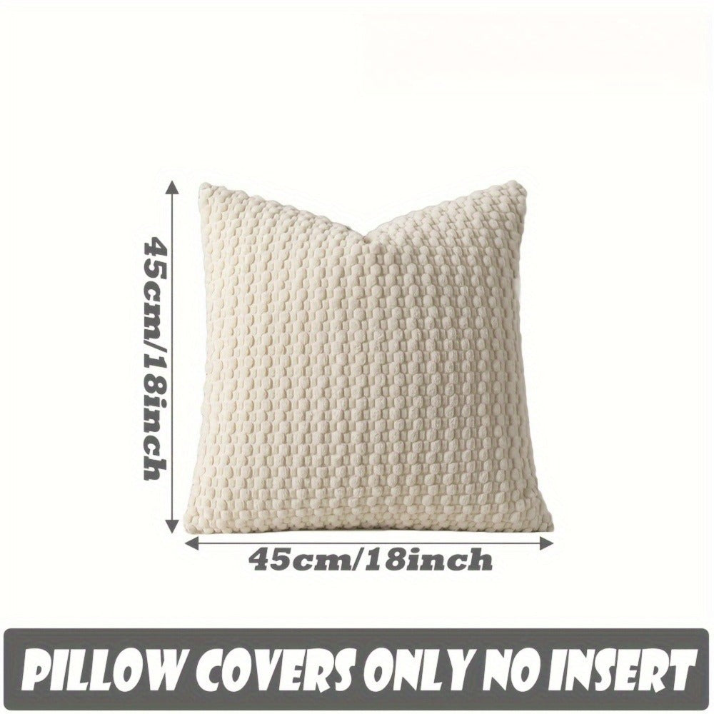 Pillow Covers Set of 4 Boho Plaid Double Sided Plush 18x18 20x20 Inch Zipper Machine Washable Decorative Cushion Covers for Sofa Bed Office Chair Warm Winter Home Decor