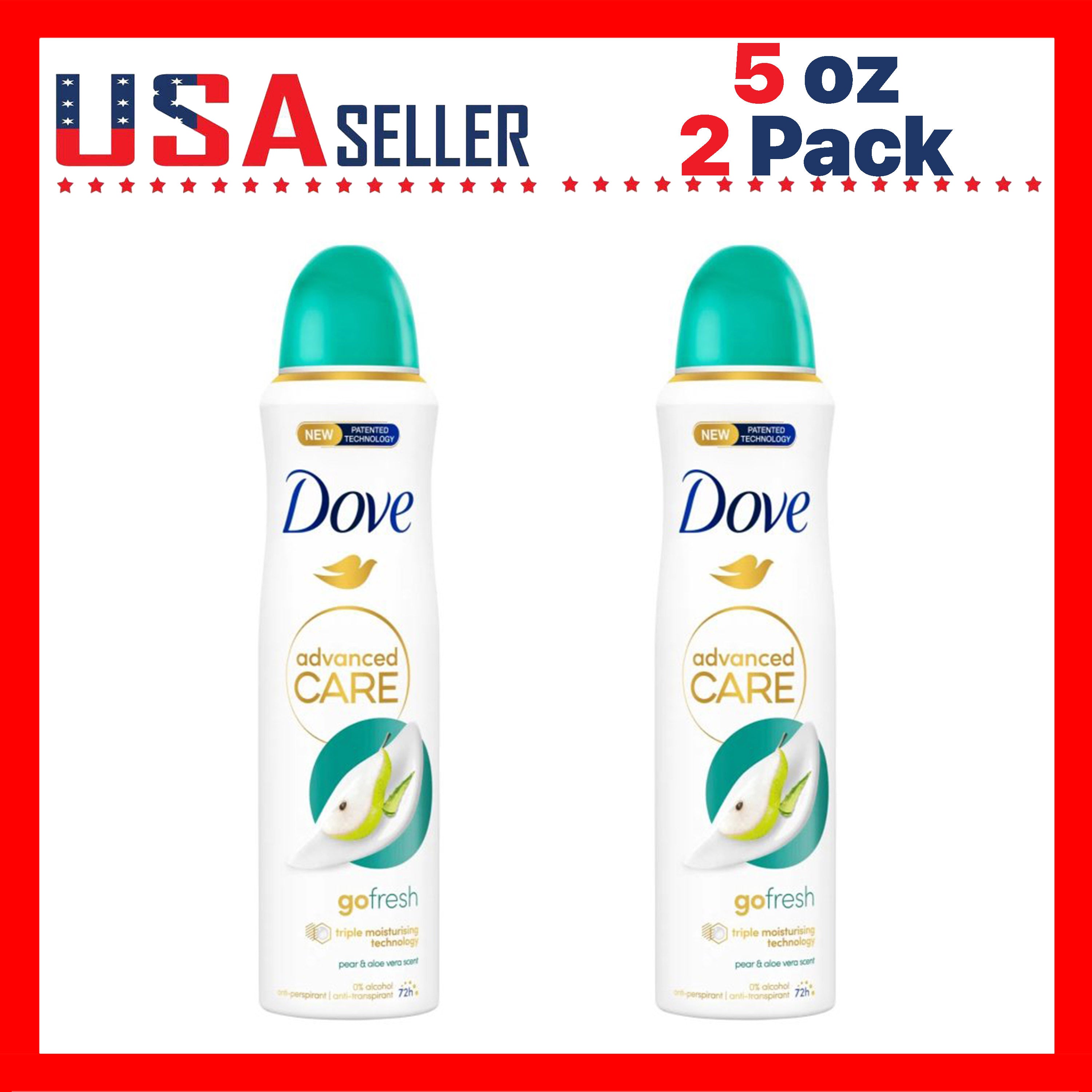 Deodorant Spray for Women 2 Pack ¨C Dove Go Fresh Pear & Aloe Vera 150ml, 48H Fresh Protection, 0% Alcohol, Moisturizing Care, No White Marks, Quick-Dry Aerosol, Long-Lasting Fruity Scent, Daily Use Gym Travel