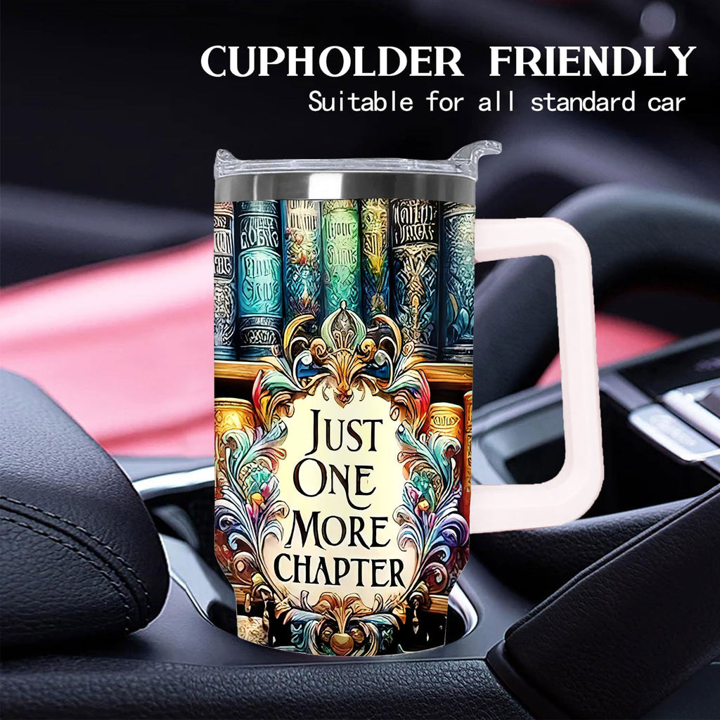 40oz Insulated Tumbler with Lid - Vibrant Bookshelf Art Double Wall Vacuum Travel Mug, Spill Proof Coffee Cup, Gift for Dad Mom, Christmas Birthday Father's Day Gift