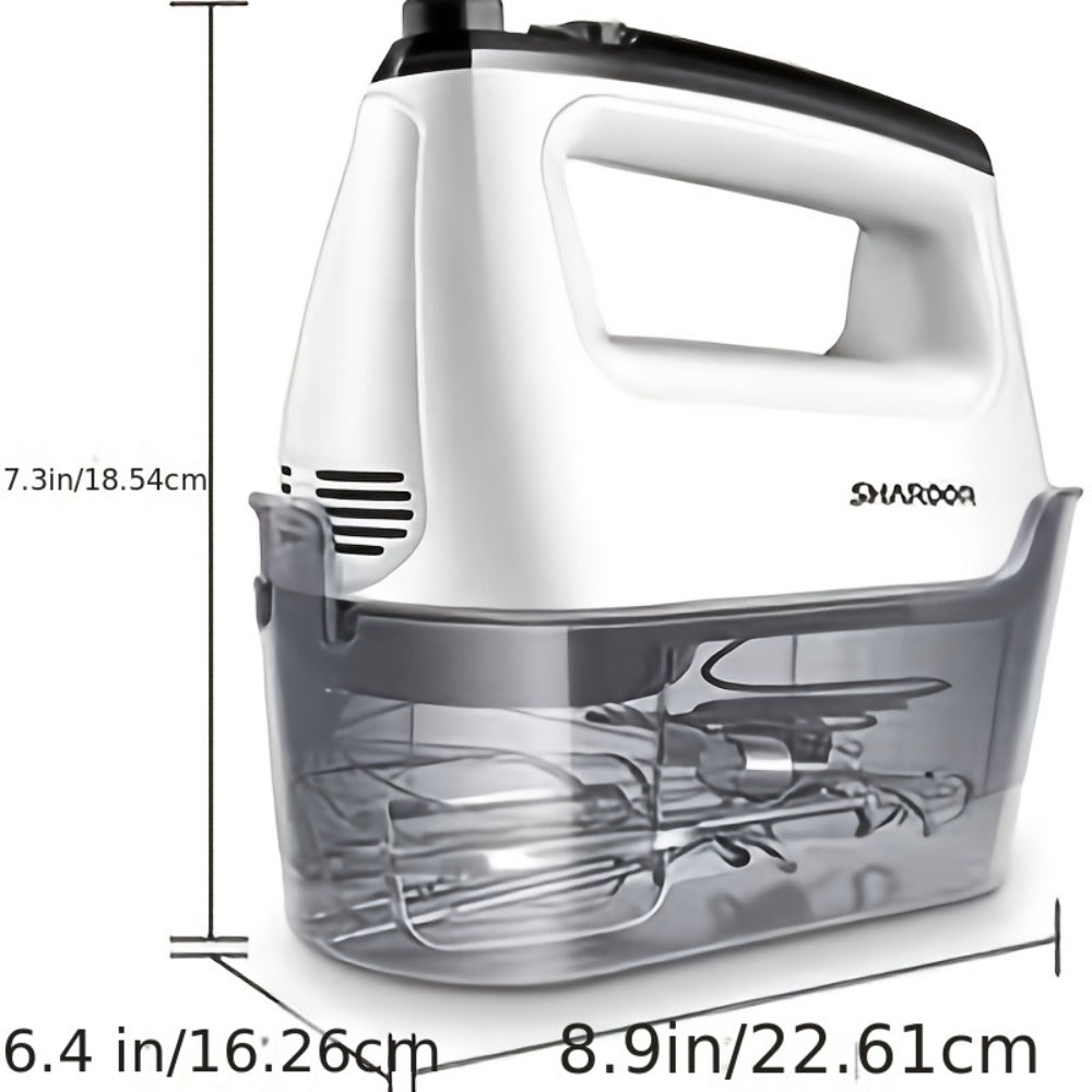 Electric Hand Mixer 6-Speed with Turbo ¨C 5 Stainless Steel Attachments, Snap-On Storage Case, Handheld Mixer for Whipping, Baking Cookies, Cakes, Dough & Brownie Batter