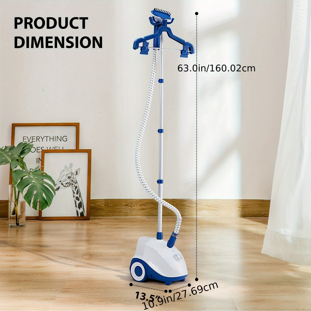 Garment Steamer Hanging Iron Machine 1500W, Vertical Steam Iron with 1.8L Large Water Tank, 60 Min Continuous Steam, 45s Fast Heat-Up, Roll Wheels, Adjustable Handheld Steamer for Clothes Home Commercial