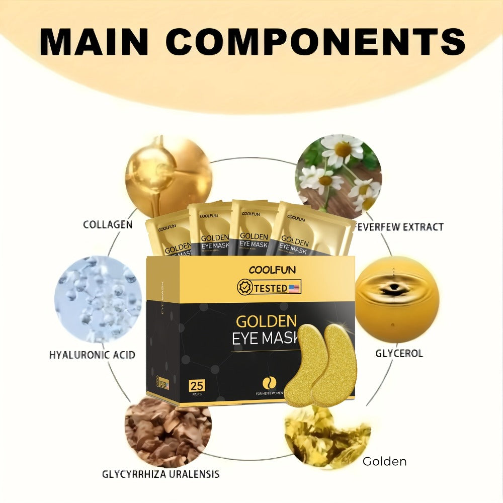 24K Gold Eye Patches 25 Pairs Collagen Under Eye Mask with Glycerin Hydrating Eye Pads for Dark Circles Puffiness Anti-Aging Eye Treatment for Men and Women All Skin Types Wedding Party Skincare