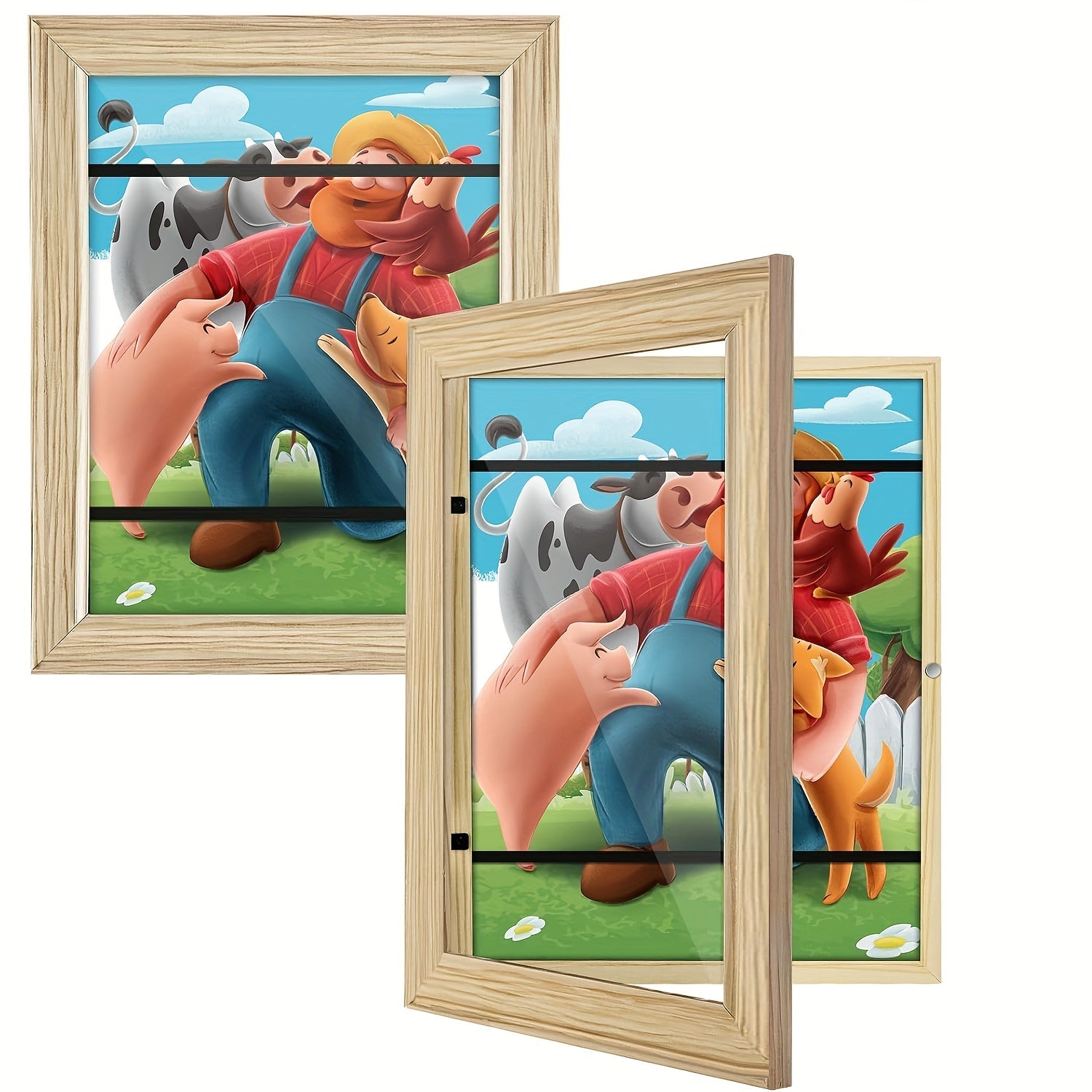 Kids Artwork Frames Front Opening Changeable 8.5x11 Inch Children Art Display Picture Frame for Drawing Crafts Photos Holds 130 Pieces Wood Black White