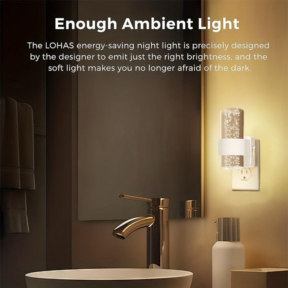 LED Night Light Plug In Wall, Dimmable 3000K Warm White Night Lights with Auto Light Sensor, Adjustable Brightness Modern Plug-In Night Light for Hallway Bedroom Bathroom Kids Room, 2 Pack