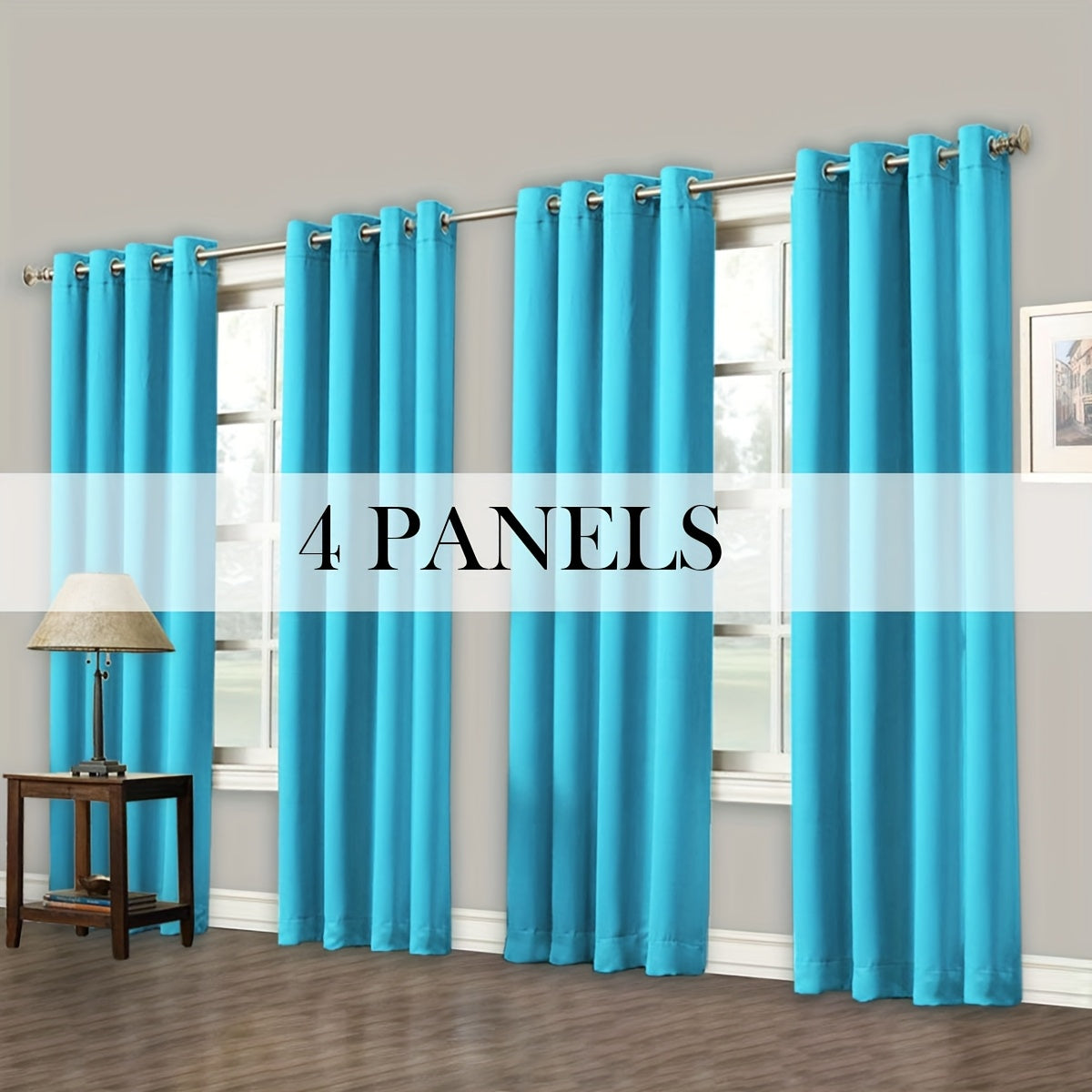 Blackout Curtains Grommet Top Room Darkening Window Drapes 4 Panels Set Living Room Bedroom