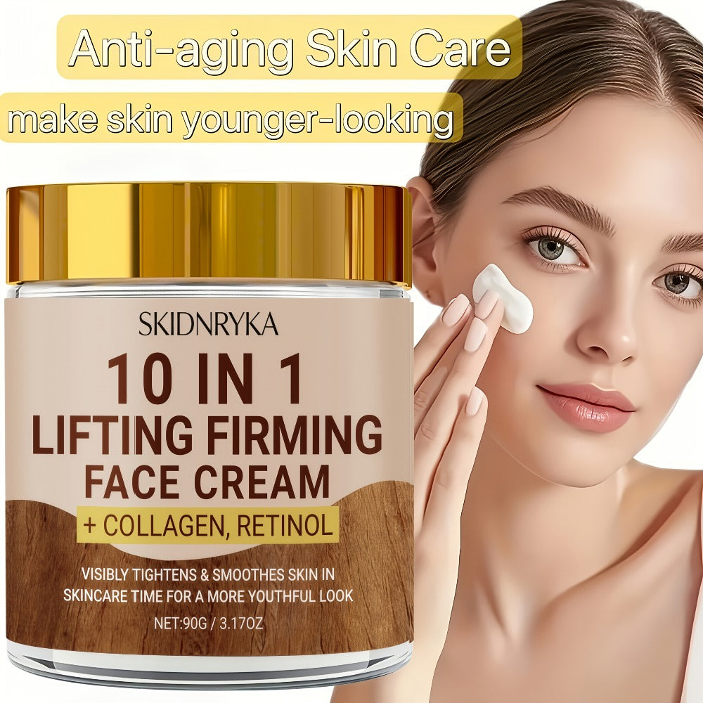 10-in-1 Firming & Lifting Moisturizing Face Cream for Women - Anti-Aging, Youthful Glow, Non-Greasy 90g | Buy 2 Get 1 Free Set | All Skin Types