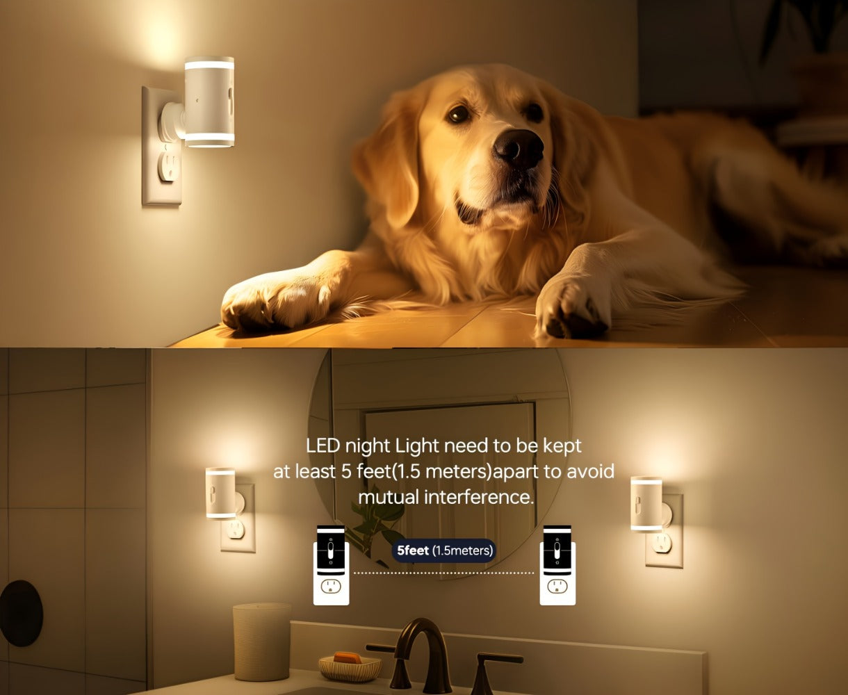 LED Night Light Plug In Dusk to Dawn Sensor ¨C 5-120LM Adjustable Brightness, 3 Color Temperatures, Modern Plug-In Night Lights for Hallway, Bedroom, Staircase, Bathroom & Toddler Room, 2 or 4 Pack