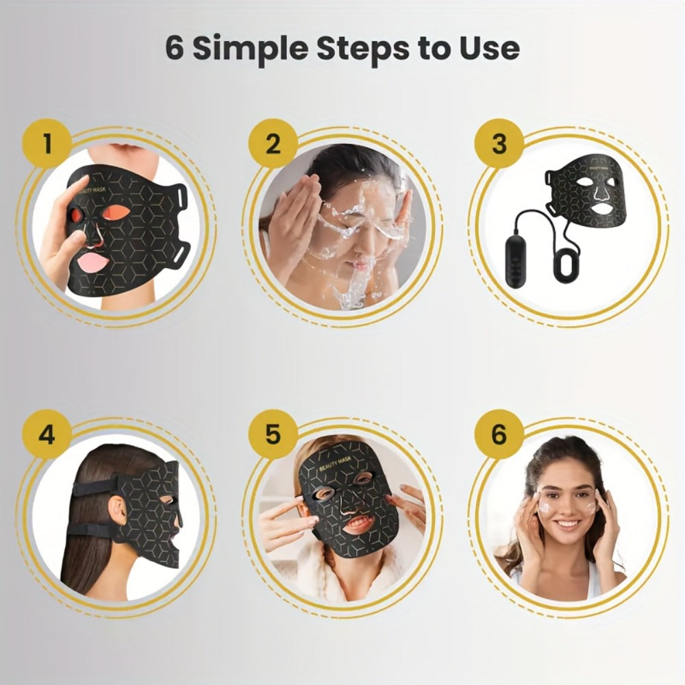 LED Face Mask ¨C 7-in-1 Red Light Therapy for Face & Neck, 93+80 LED Beads, Separate Silicone Applicator, 1800mAh Rechargeable, Adjustable Color Brightness & Timer, Anti-Aging Skin Care Gift for Women