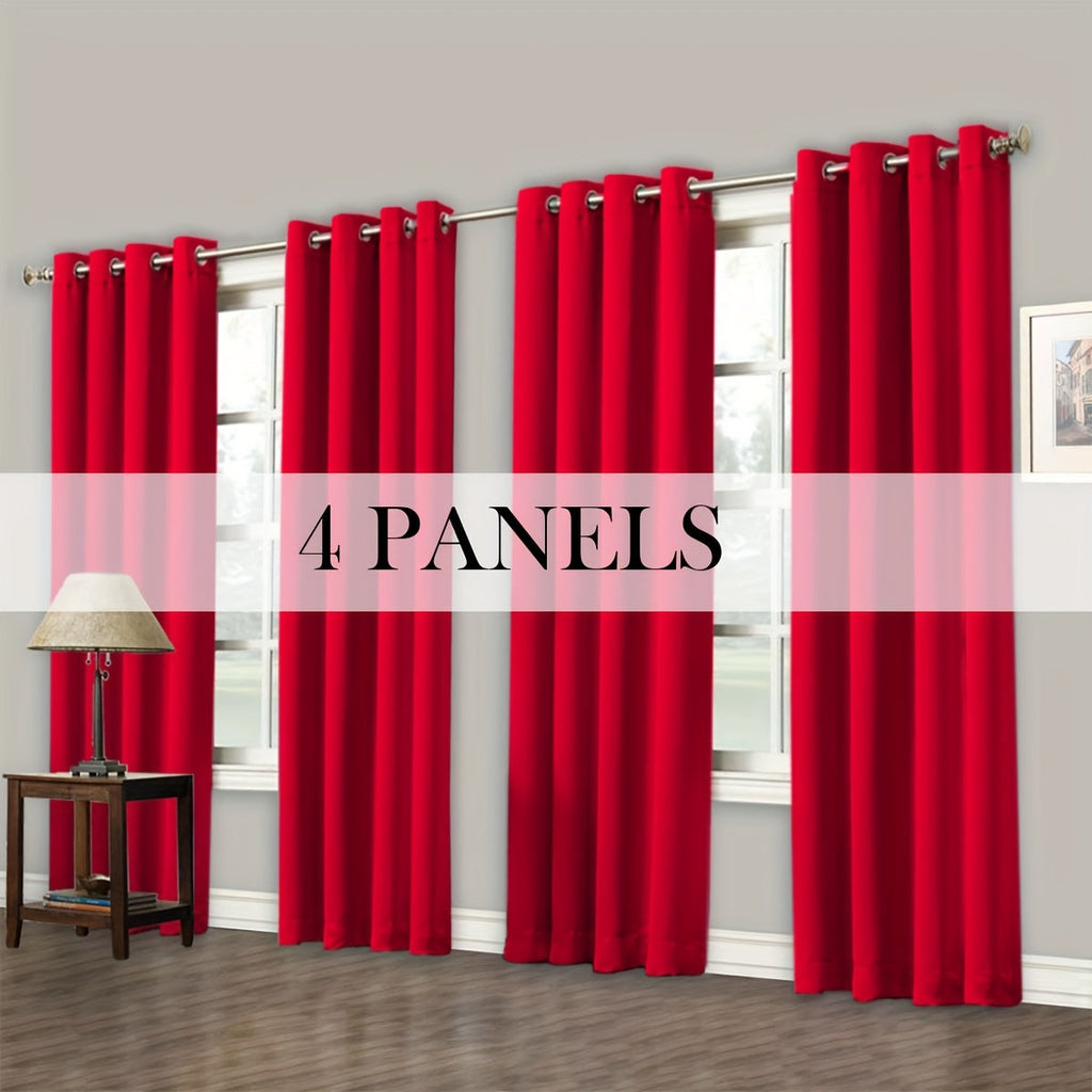 Blackout Curtains Grommet Top Room Darkening Window Drapes 4 Panels Set Living Room Bedroom