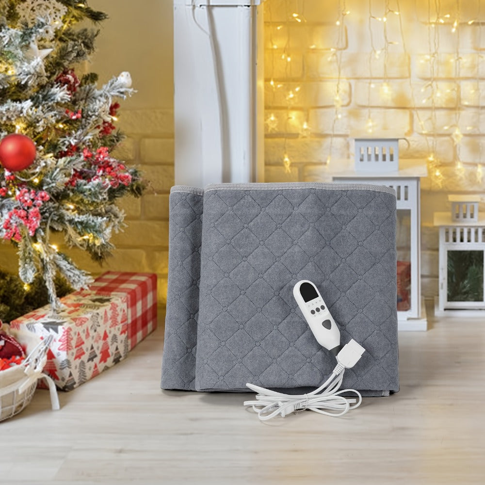 Extra Large Electric Heating Pad 63¡±x31.5¡± with Remote Control - 9 Adjustable Heat Levels, 4 Timer Settings, Quick Heating, Machine Washable, for Bed Massage Table Camping Sleeping Bag, Gray & Brown