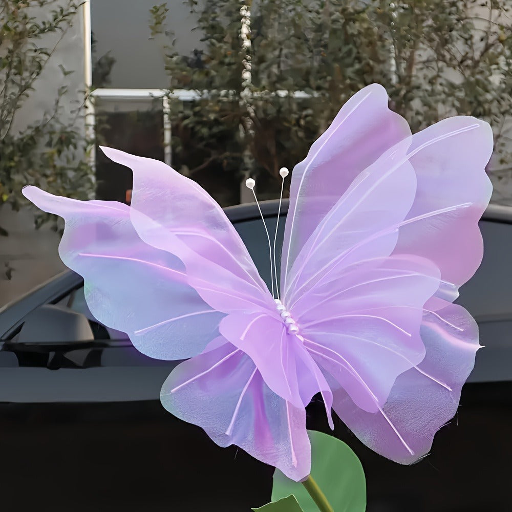 3D Artificial Butterfly Decorations 2pcs ¨C Realistic Featherless Fake Butterflies for Wedding, Home, Garden & Party Decor | No Electricity Required | All-Season Indoor Outdoor Holiday Accent