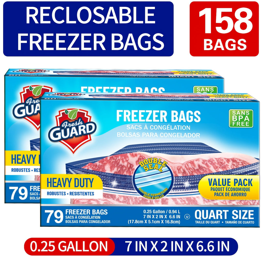 Freezer Storage Bags Resealable ¨C Sturdy Bulk Food Storage Bags with Easy-Open Tabs for Freezer & Refrigerator ¨C 0.25 Gallon, 1 Gallon & 2 Gallon for Fruits, Vegetables, Meats & Meal Prep