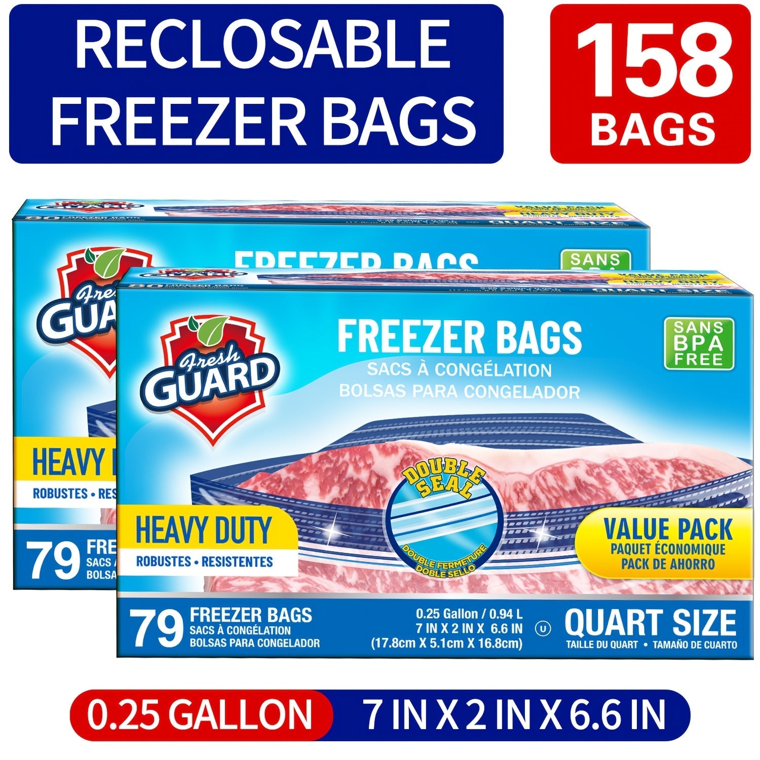 Freezer Storage Bags Resealable ¨C Sturdy Bulk Food Storage Bags with Easy-Open Tabs for Freezer & Refrigerator ¨C 0.25 Gallon, 1 Gallon & 2 Gallon for Fruits, Vegetables, Meats & Meal Prep