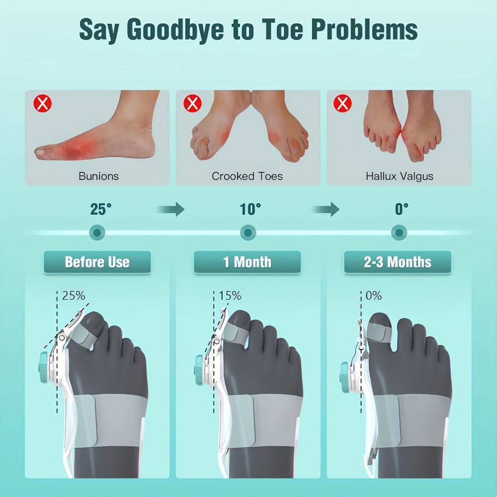 Bunion Corrector for Men and Women Adjustable Knob Splint Brace with Non-Slip Heel Strap Fits Left and Right Foot Hallux Valgus Toe Straightener Orthopedic Bunion Relief Device