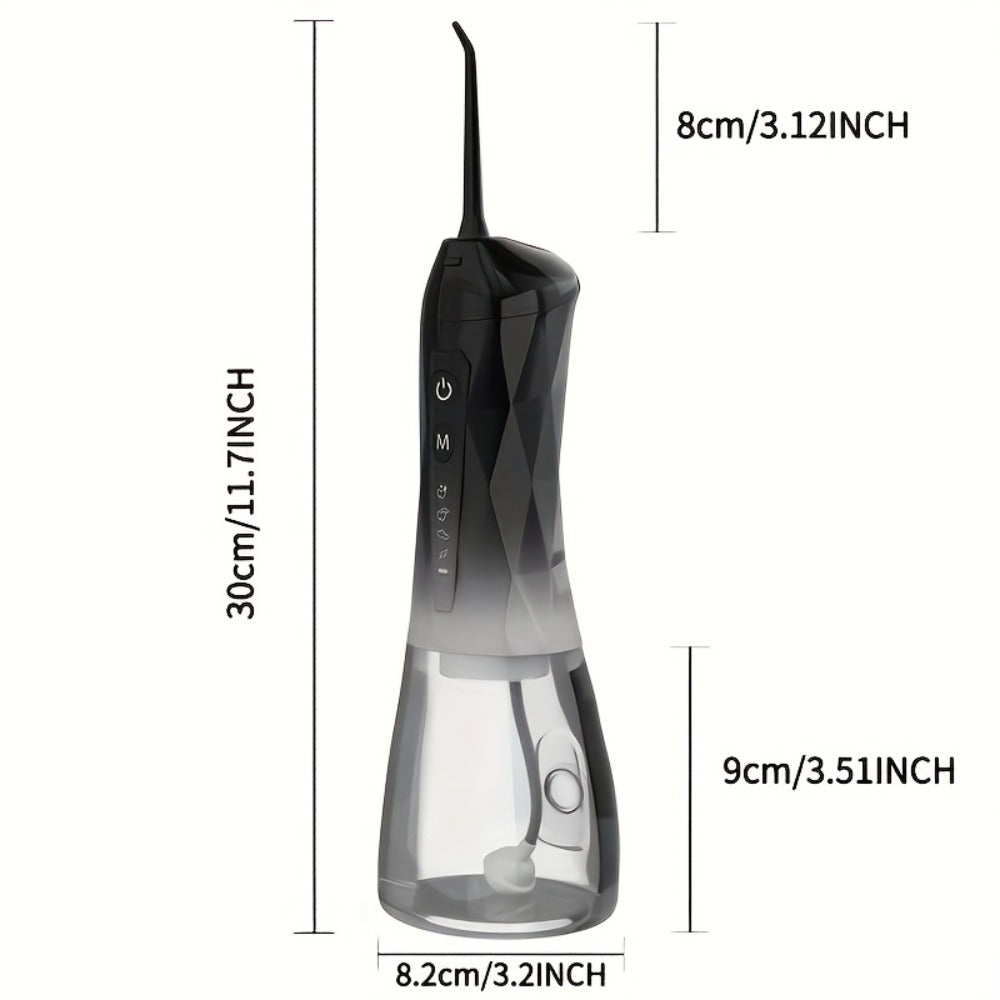 Water Flosser Portable Oral Irrigator - Type-C Rechargeable, 320ml Large Capacity, Full Body Waterproof, 4 Nozzles (3 Standard + 1 Orthodontic), Travel & Home Dental Cleaner for Adults & Braces