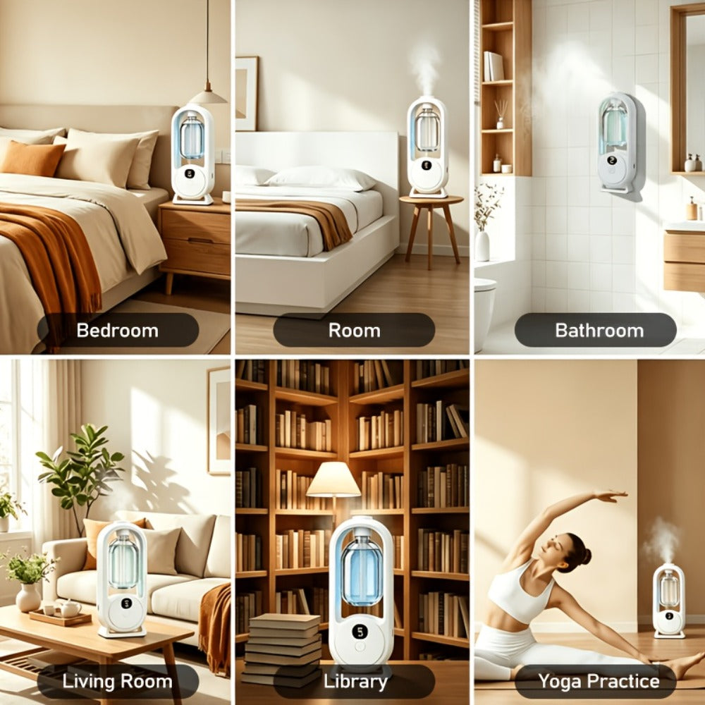 Aromatherapy Diffuser with Essential Oils 2-in-1 Humidifier - Hotel Scent Home Fragrance Machine with Natural French Essential Oils, Ultrasonic Spray, LED Ambient Light, Whole House Air Freshener for Bedroom, Living Room, Office