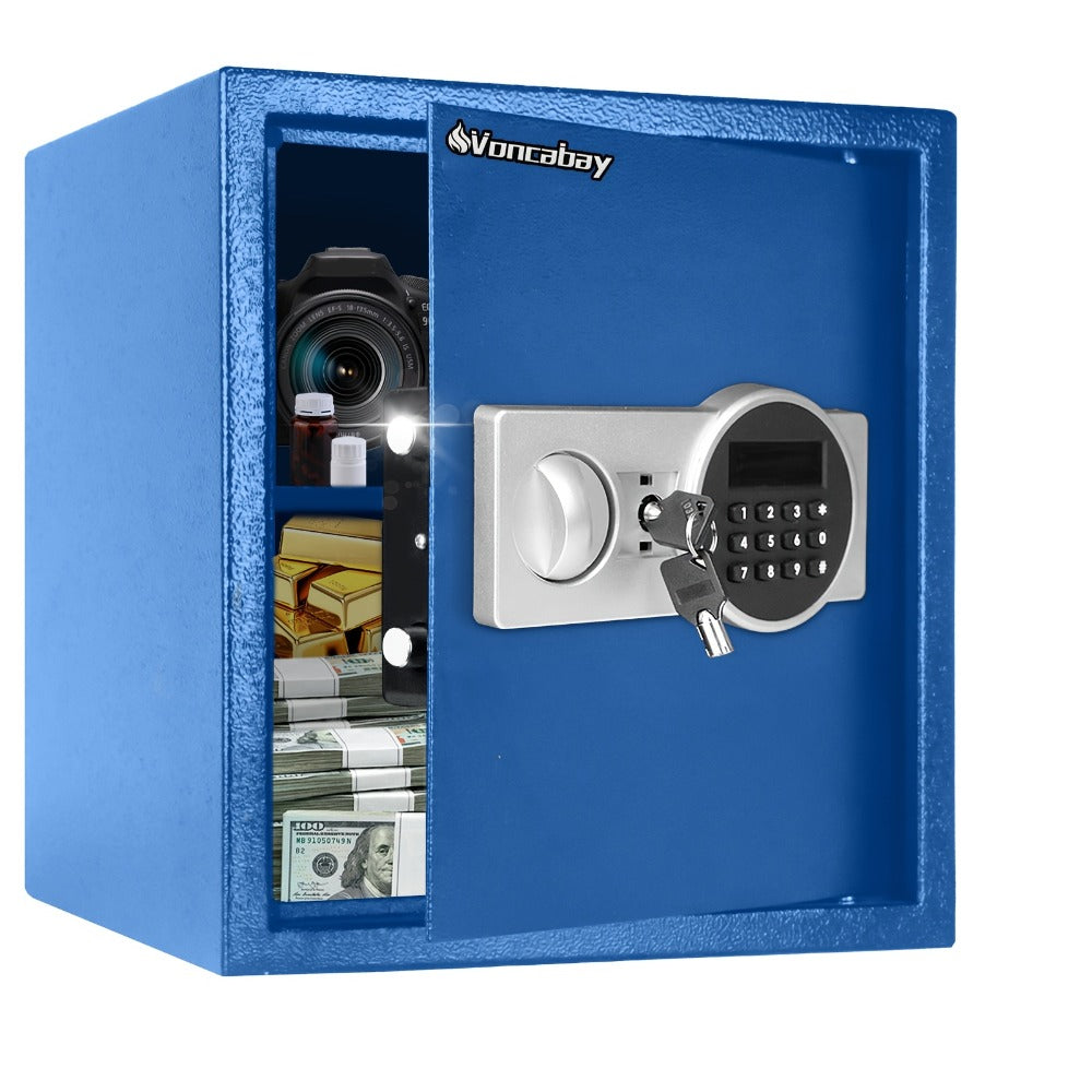 Home Security Safe Box with Sensor Light & Fireproof Bag ¨C Digital Keypad Lock Box with Backup Keys for Cash, Jewelry & Valuables ¨C Wall, Floor & Closet Mountable Safe (Multiple Sizes & Colors)