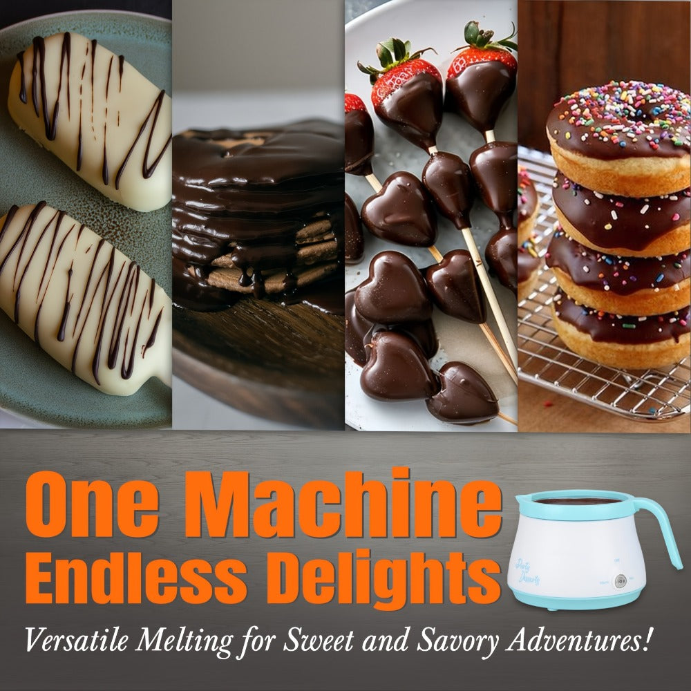Electric Fondue Pot Chocolate Melting Pot with 2 Pots for Candy & Chocolate - 2.5 Cup Capacity, Non-Stick Dual Melting Pots for Cake Pops, Cookies, Cakes & Dipping, Easy to Use & Clean, Perfect Gift