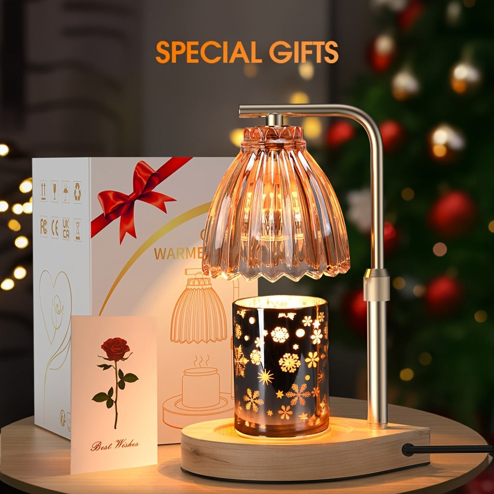 Gold Candle Warmer Lamp Dimmable Adjustable Height Single Wax Melt Warmer for Scented Candle Jars Flameless Electric Candle Lamp Golden Finish Home Decor Gift for Wife Mom Friend Mother's Day Housewarming