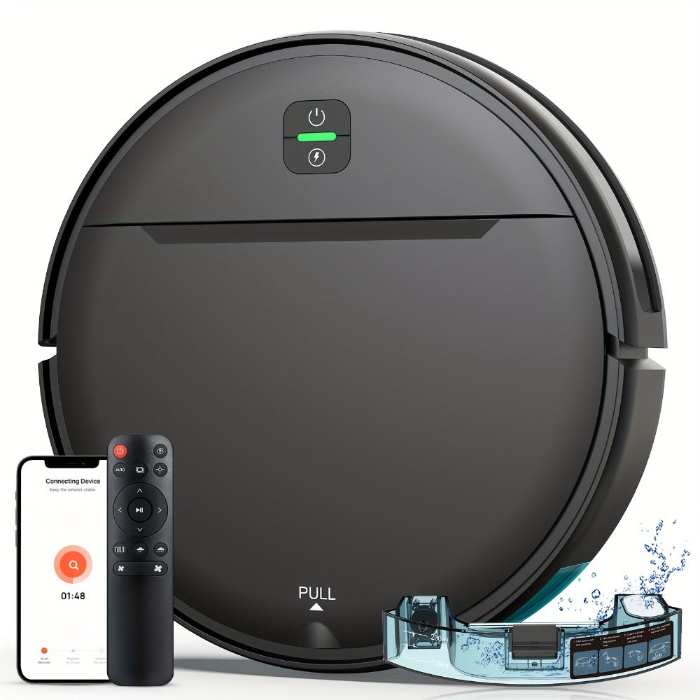 Robot Vacuum Cleaner 5000Pa 3-in-1 Sweep Vacuum Mop with Auto Charging App Voice Control Fixed-Point Cleaning Water Tank Dust Box Smart Home Floor Cleaner for Carpet Hard Floor Pet Hair