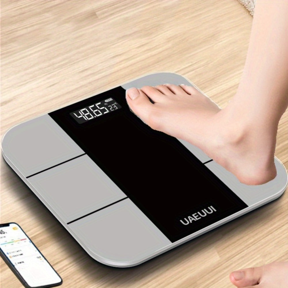 Smart Body Fat Scale with Wireless App Sync ¨C Digital Bathroom Scale, Body Composition Tracker, Battery-Powered, Compact Design for Home & Bathroom, Easy Placement, Gray