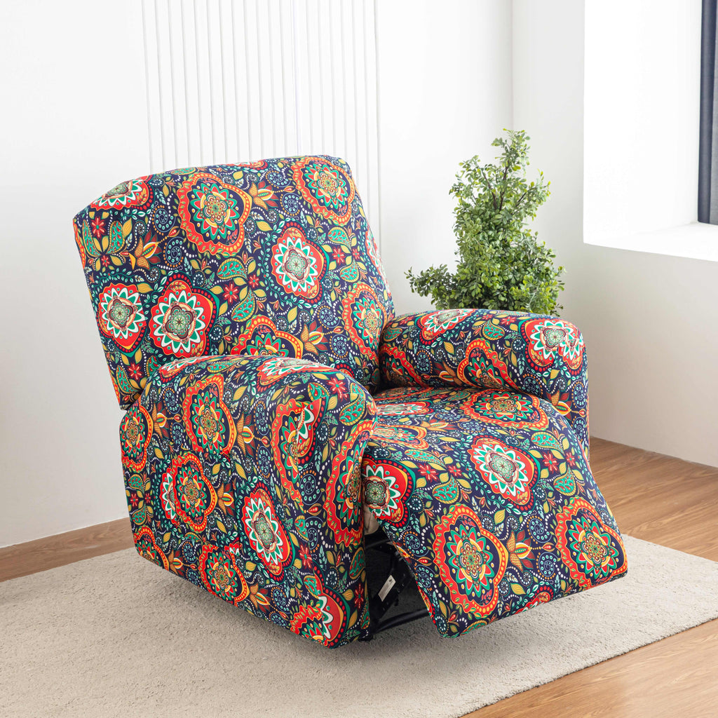 Tie Dye Lounge Chair Cover Set of 4 High Elasticity with Side Pockets Printed Stretch Chair Slipcover Pet Friendly for Bedroom Office Living Room Holiday Decor