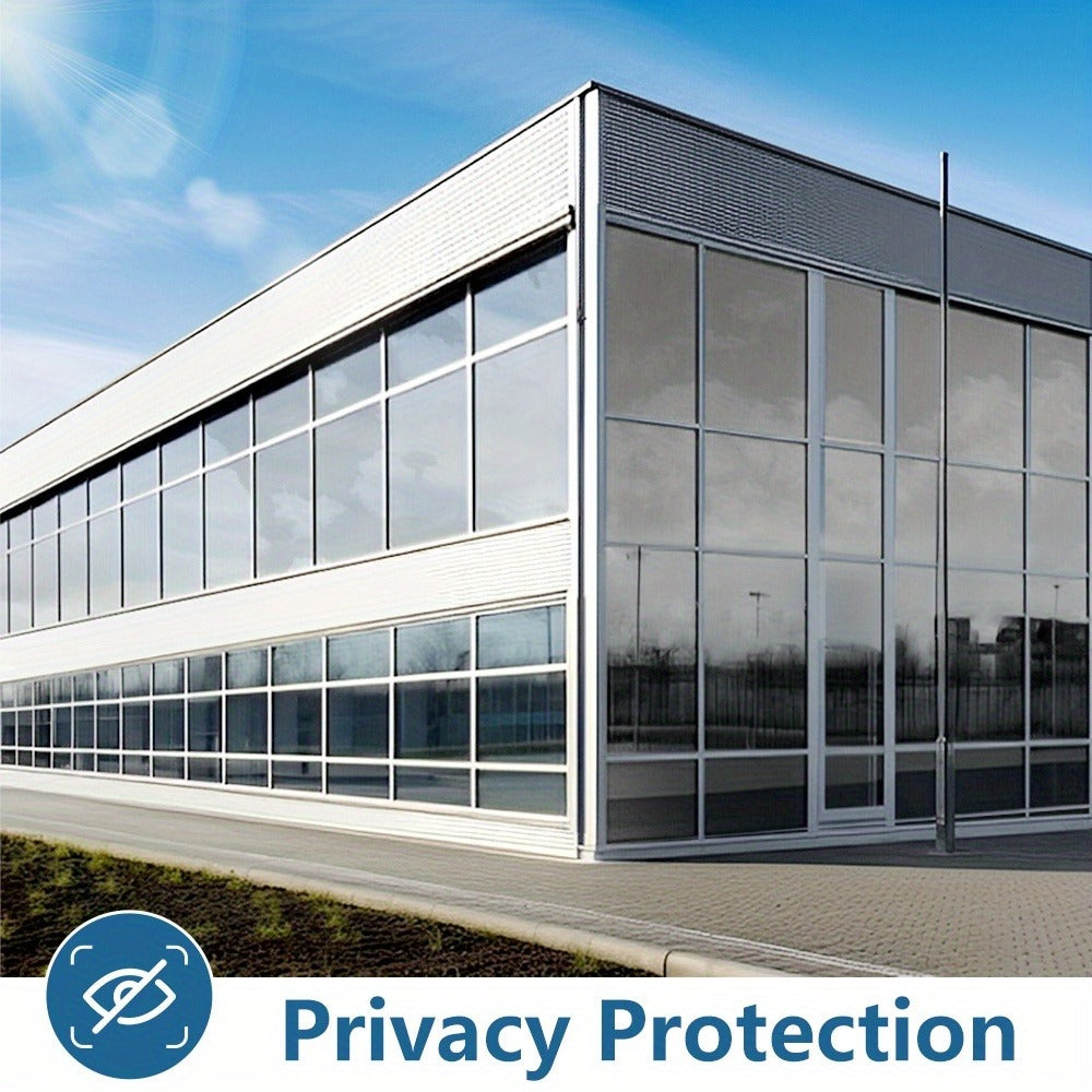 One Way Privacy Window Film Static Cling No Glue - Heat Control Anti-Glare Sun Blocking Reflective Mirror Tint for Home Office Hotel, Nano Ceramic 5Mil PVC, Easy Install Removable Window Privacy Film