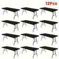 Stretch Table Covers 6Ft Washable Elastic Rectangle Tablecloth for Parties Weddings Picnics Camping, Spandex Polyester Blend, Fits Standard 6 Foot Tables, Set of 3 6 9 or 12, Black White Blue