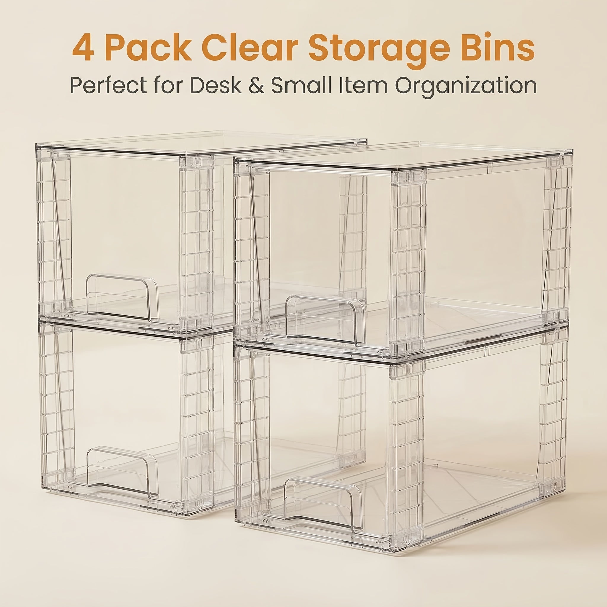 Clear Acrylic Food Storage Bins with Lids Stackable - Kitchen Pantry Organizer Boxes Cabinet Drawers for Dry Food Snacks Cereal, 12x7.5x7in, 2/4/6/8 Pack