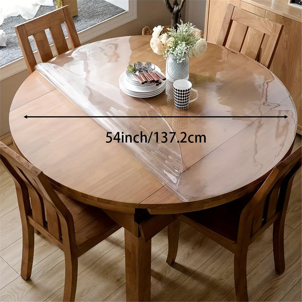 Round PVC Table Cover Clear Tablecloth 2MM Thick Scratch-Resistant Waterproof Table Protector for Dining Table Coffee Table Restaurant Outdoor