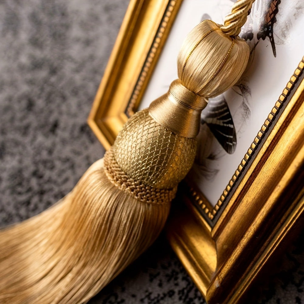 Curtain Tiebacks with Tassels Hand Woven Rope Curtain Tie Backs with Golden Accents 4/8pcs Home Decor